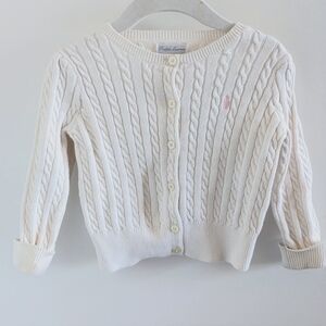 Ralph Lauren White cable knit Button Up Cardigan Size 24 Months